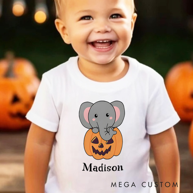 Personalized Adorable Halloween Elephant Shirt for Kids Perfect for Fun and Festive Celebrations During Halloween Kids T-Shirt