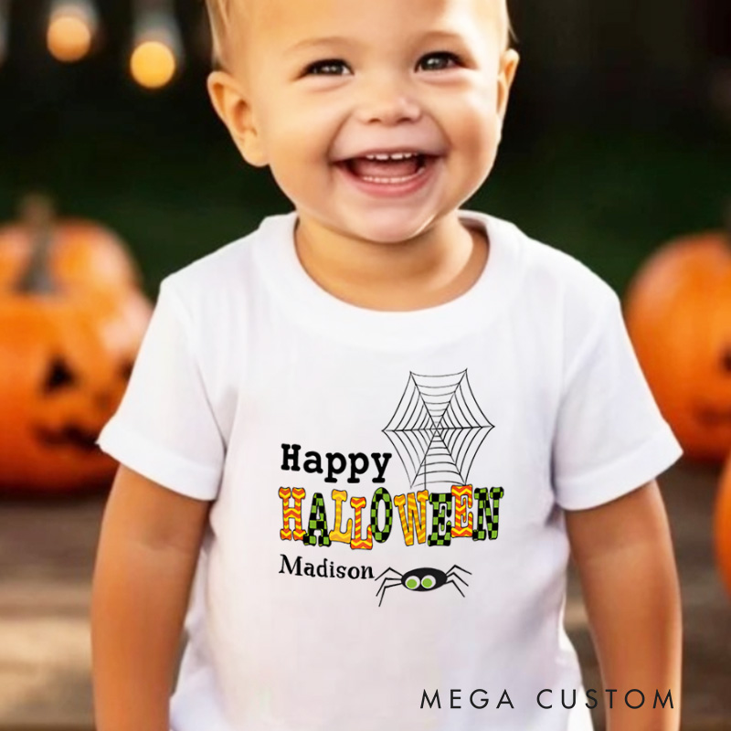 Personalized Happy Halloween Shirt for Kids Perfect for Celebrating Festive Moments and Trick or Treating Fun Kids T-Shirt
