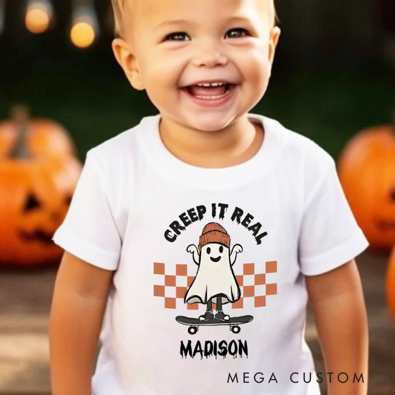 Personalized Creep It Real Halloween Shirt for Kids Perfect for Adding Fun and Festive Vibes During Halloween Kids T-Shirt