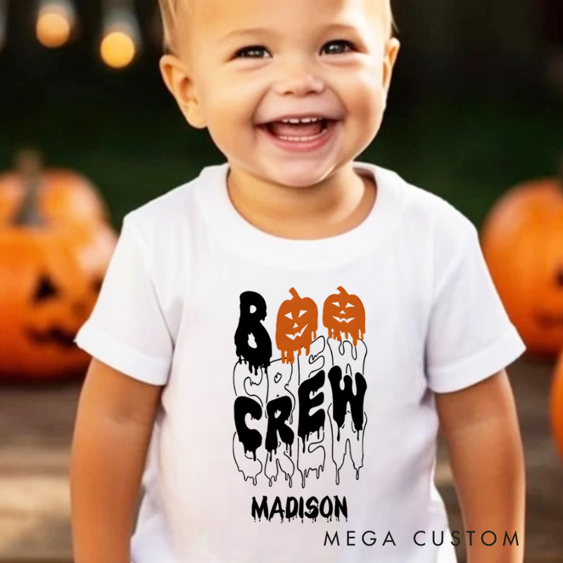 Personalized Boo Crew Halloween Shirt for Kids Perfect for Group Celebrations and Fun During the Halloween Season Kids T-Shirt