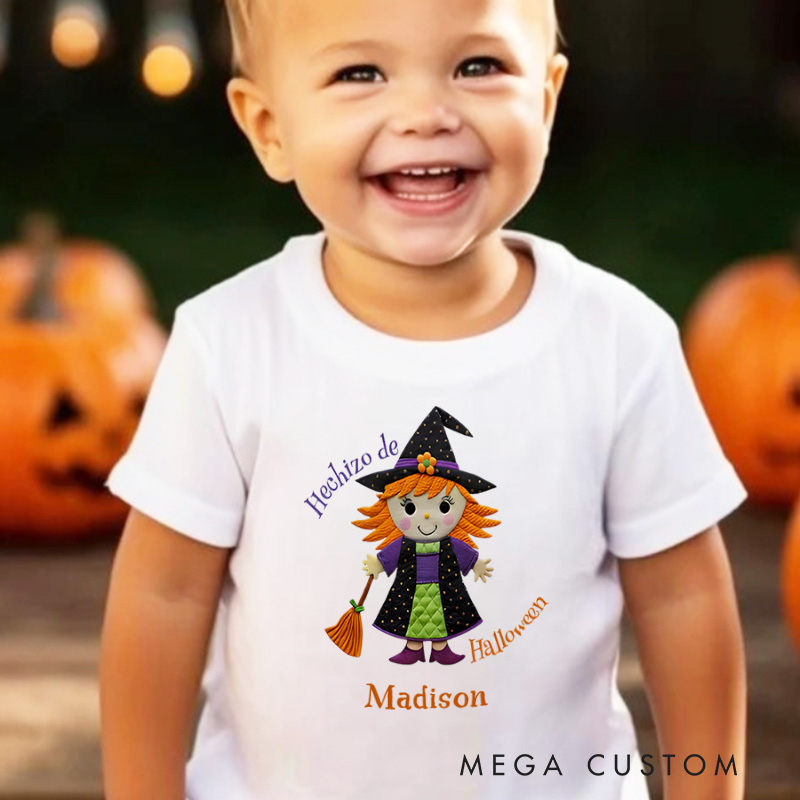 Personalized Little Halloween Witch Shirt for Kids Perfect for Adding a Magical and Festive Touch to Halloween Kids T-Shirt