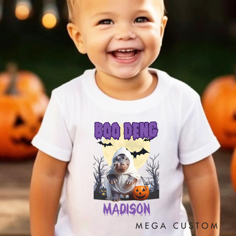 Personalized Boo Deng Halloween Shirt for Kids Perfect for Fun and Spooky Seasonal Celebrations During Halloween Kids T-Shirt
