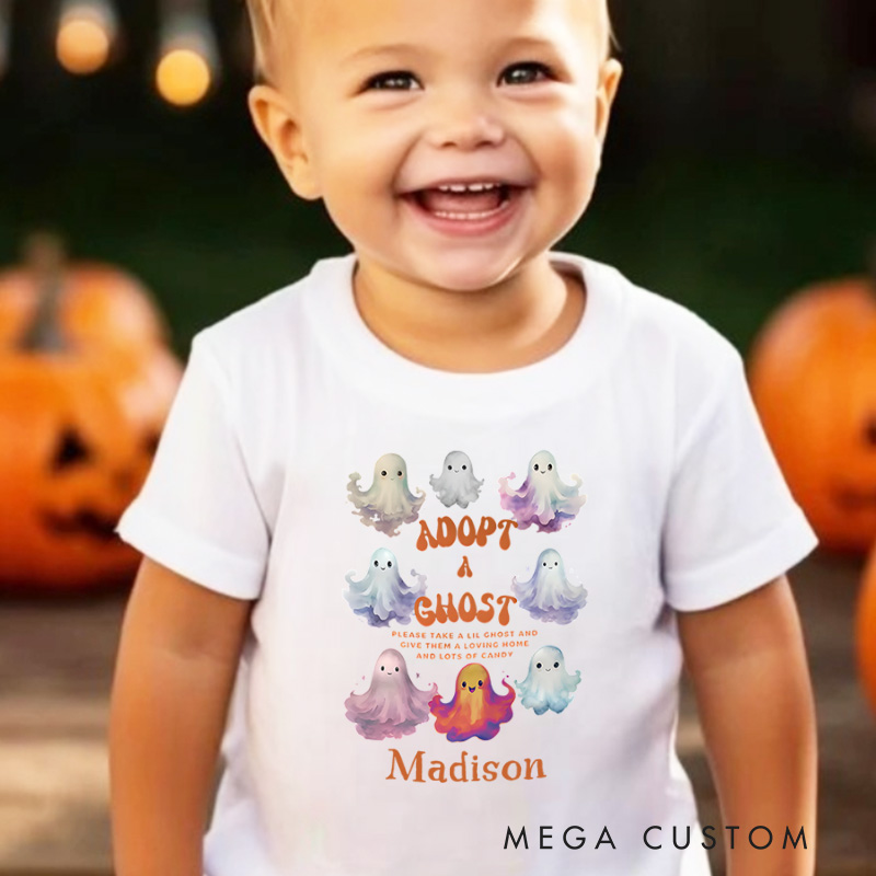 Personalized Adopt a Ghost Halloween Shirt for Kids Perfect for Adding a Cute and Playful Vibe to Festive Celebrations Kids T-Shirt