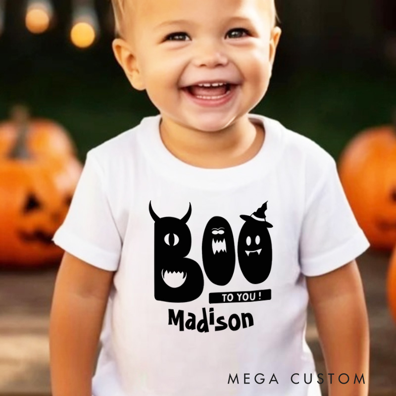 Personalized Boo to You Halloween Shirt for Kids Perfect for Adding a Cute and Spooky Vibe to Festive Outfits Kids T-Shirt