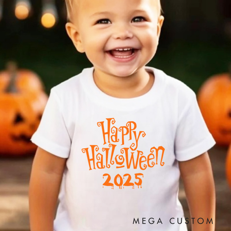 Personalized Happy Halloween Shirt for Kids Perfect for Adding a Cheerful and Festive Touch to Halloween Celebrations Kids T-Shirt