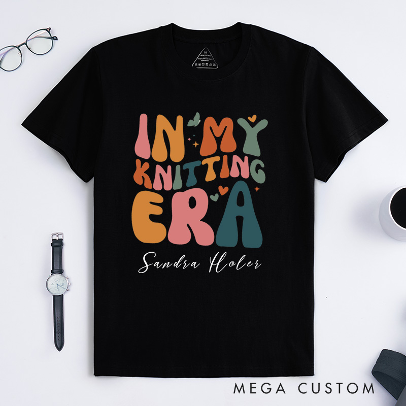 Personalized in My Knitting Era Classic T-Shirts Knitter Era Tee Retro Knitting Lover Shirt Crafter Mom Shirts