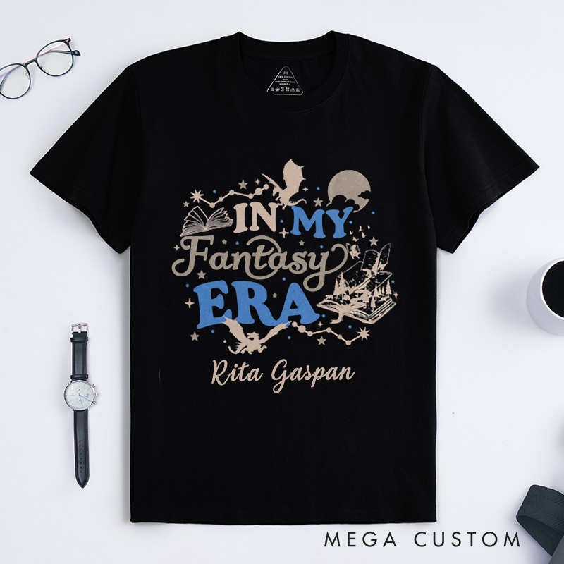 Personalized in My Fantasy Era Classic T-Shirts Book Dragon T-Shirt Fantasy Readers Book Club Book Lover Gift Bookworm Tee