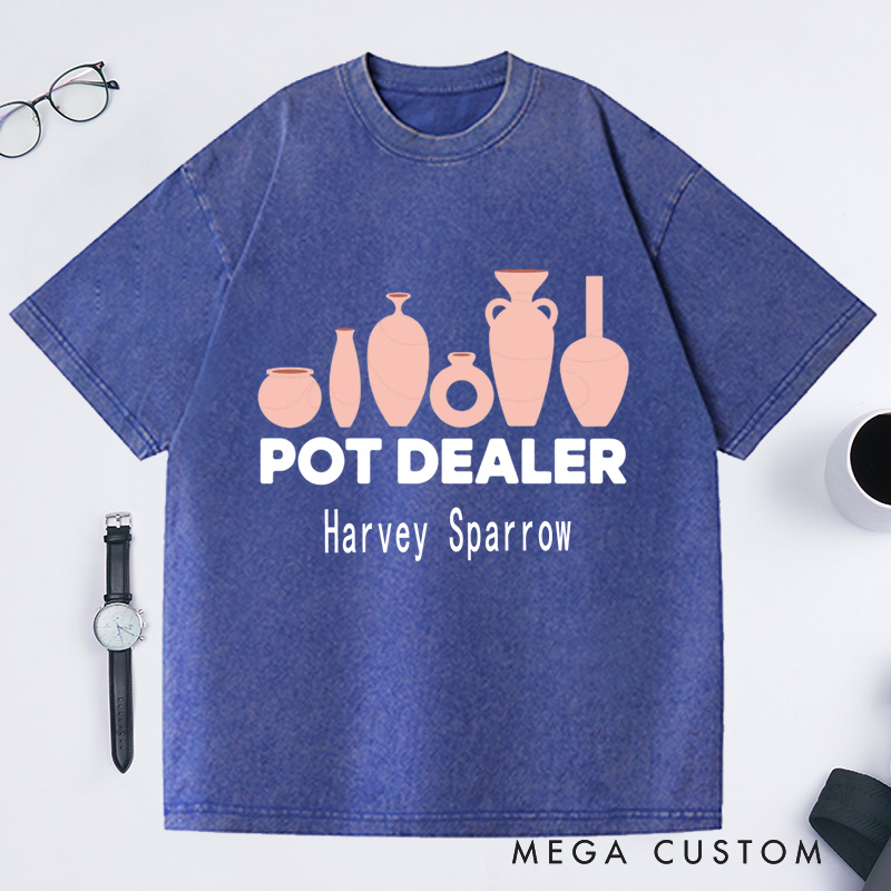 Personalized Pot Dealer Washed T-Shirts Pottery Lover Gift Potters Gifts Clay Tshirt Custom Tee