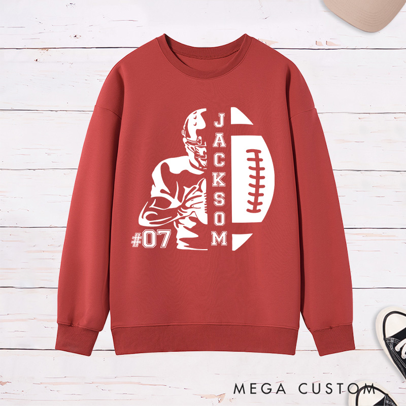 Personalized American Football Sweatshirt with Custom Name and Number for Game Day