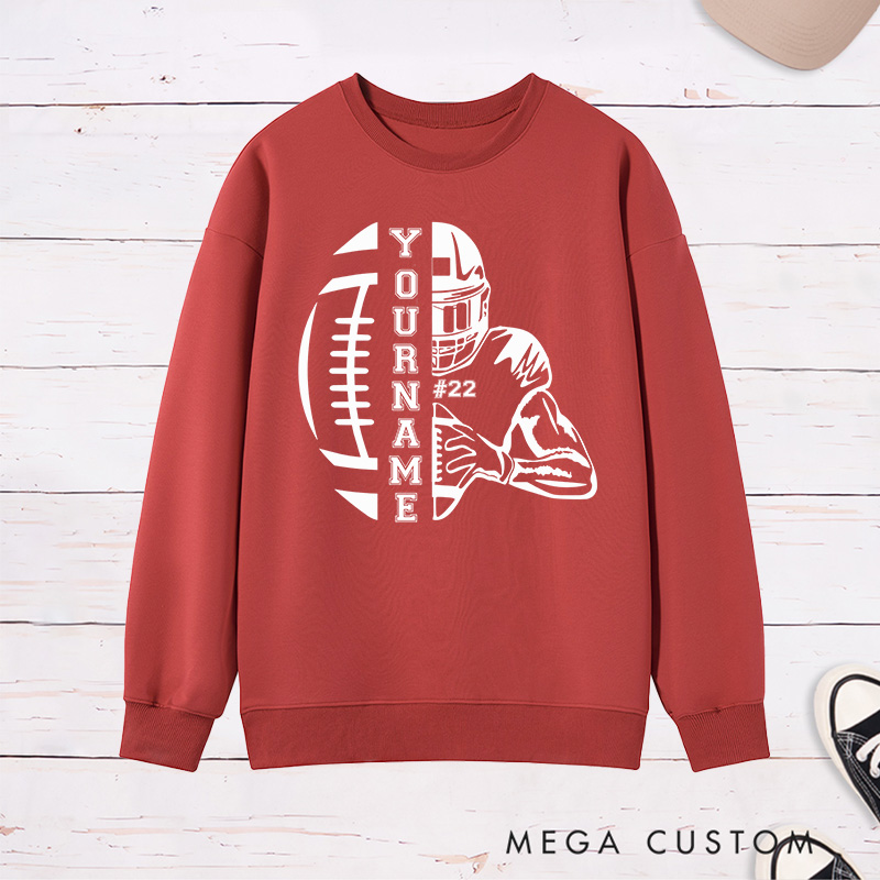 Personalized American Football Sweatshirt with Custom Player Name and Number
