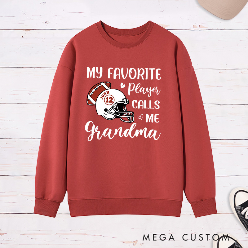 Personalized American Football Grandma Sweatshirt with Custom Name and Number