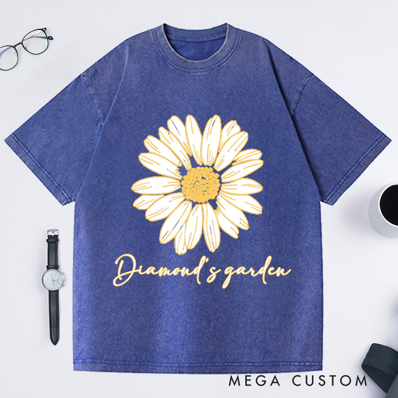 Personalized Daisy Washed T-Shirts Wildflower Shirt Floral Shirt Gift Plant Lover Gift Gardening Lover Gift Flower Tee Plant Lover Tee