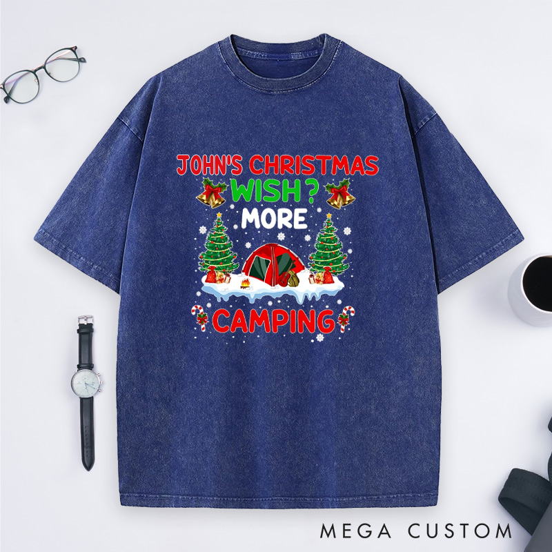 Personalized Merry Christmas Camper Washed T-Shirt Christmas Gift for Hiking Outdoors Lover 