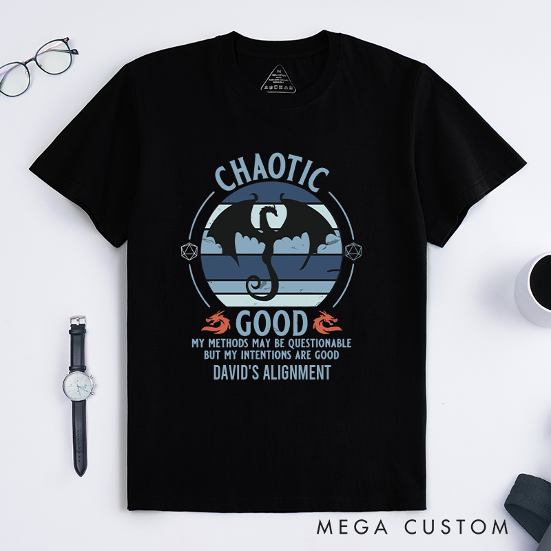 Personalized Chaotic Good DnD Geek Gamer T-Shirt Funny D&D Gift for Players Gift for Gamers Lover