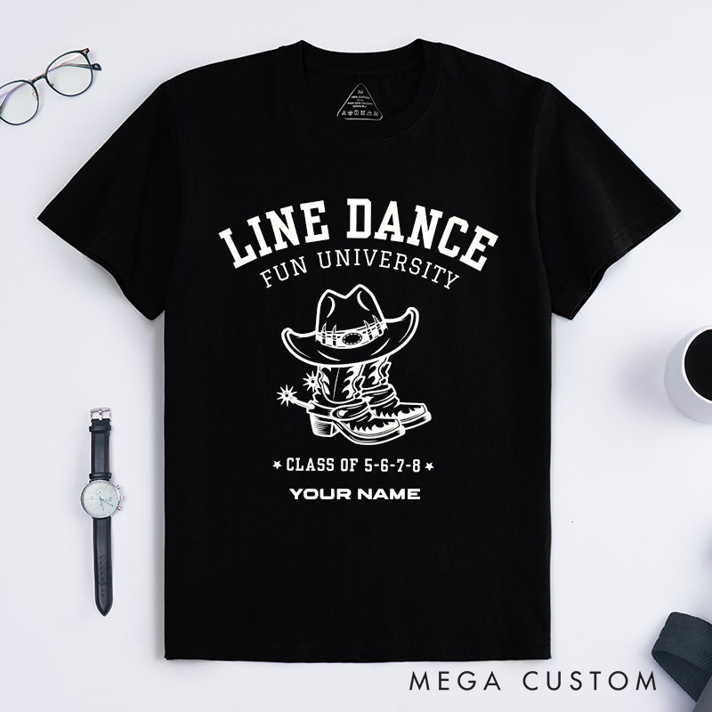 Personalized Line Dance T-Shirts Cowboy Boots Hat Fun Gift for Dancers Unique Country Western Outfit Custom Name Shirts