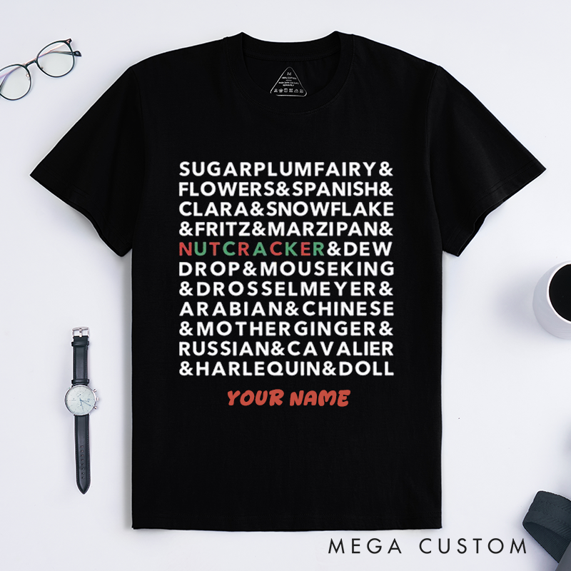 Personalized Ballet Dance Characters Unisex T-Shirts Custom Name Gift for Dancer Ballet Lover Unique Present Family Matching Outfit