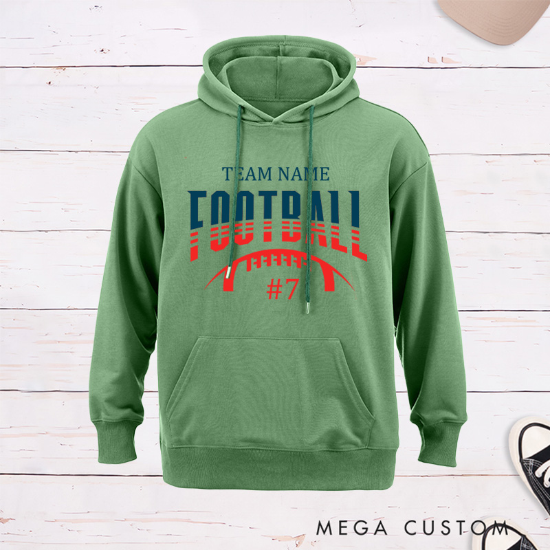 Personalized American Football Hoodie with Custom Your Team Name and Number