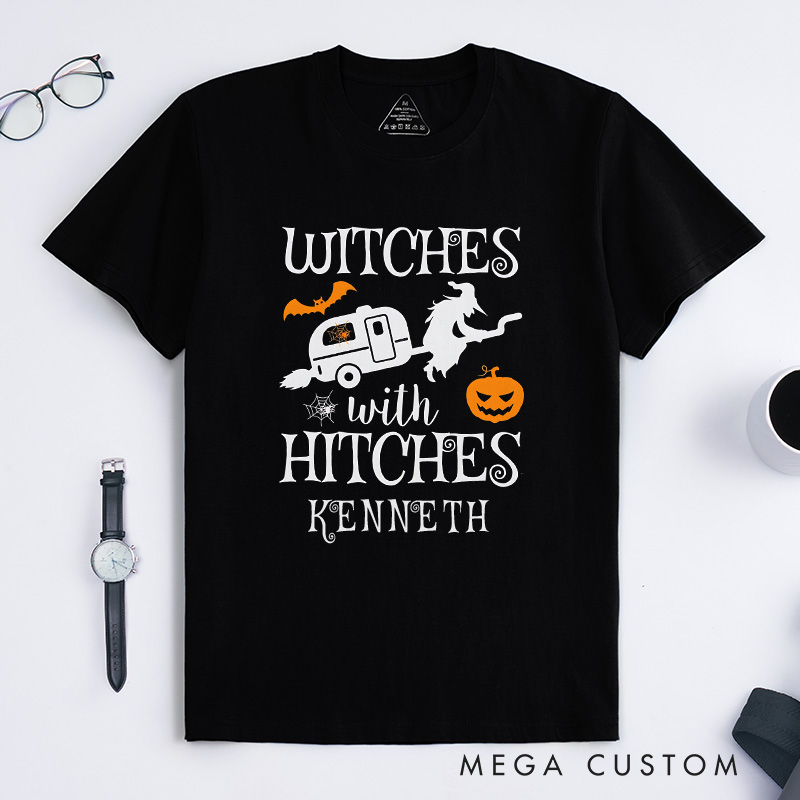 Personalized Witches with Hitches T-Shirt Campers Life Lovers Shirt Spooky Pumpkin Shirt Halloween Gift Adventure Outdoor