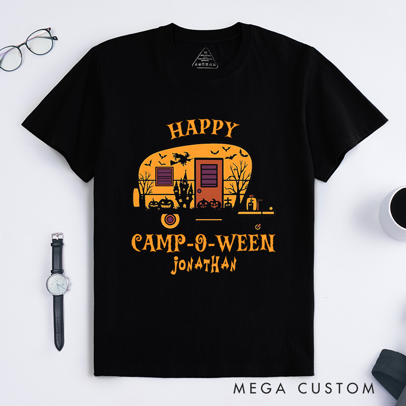 Personalized Halloween Camping Adventure T-Shirt Happy Halloween Shirt Halloween Gift for Outdoor