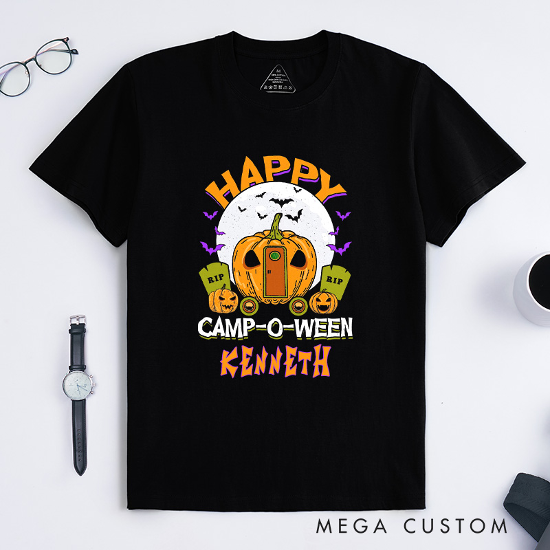 Personalized Happy Camp Halloween T-Shirt Halloween Camping Adventure Shirt Gift for Outdoor
