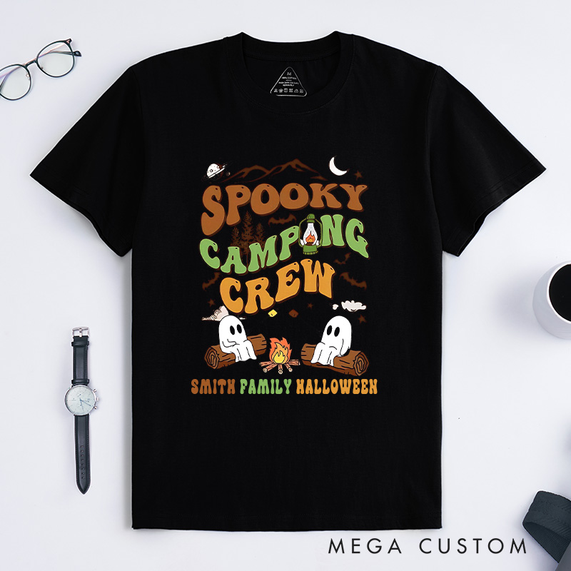 Personalized Spooky Camping Crew T-Shirt a Haunted Campfire Adventure T-Shirt Halloween Gift Outdoor Lover
