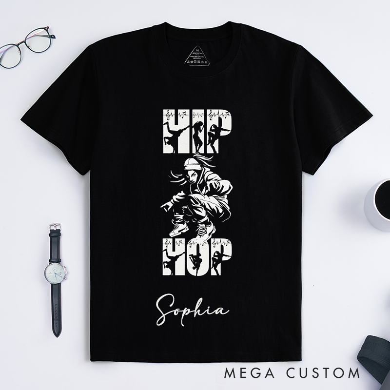 Personalized Hip Hop Dance Graphic T-Shirts Cool Street Style Custom Name Gift for Women Urban Fashion Trendy Comfort Tops for Dancers