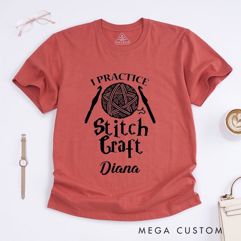 Personalized I Practice Stitch Craft Classic T-Shirts for Crocheting Lovers Halloween Crocheting Shirt 