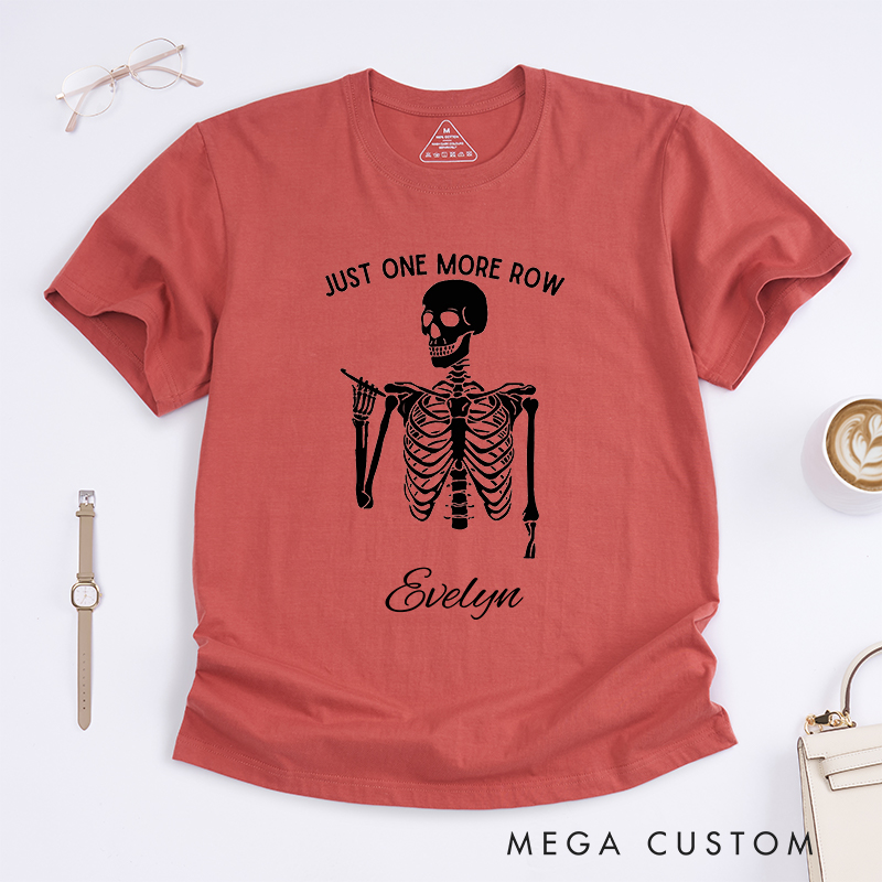 Personalized Just One More Row Classic T-Shirts for Crocheting Lovers Halloween Gift for Crocheter