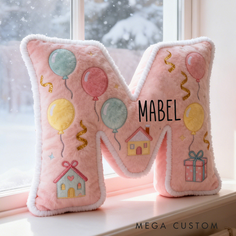 Personalized Pink Letter Pillow with Graphic 3D Print Cute Design Custom Name Soft Cushion for Kids Room Decor Moving Gifts Perfect Birthday Gift Idea
