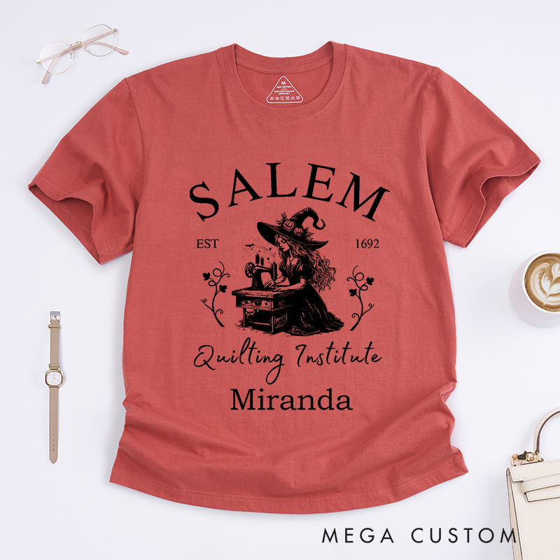 Personalized Salem Quilting Institute Classic T-Shirts for Sewing Lovers Halloween Sewer Gift Shirt