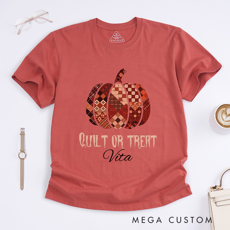 Personalized Quilt or Treat Classic T-Shirts for Sewing Lovers Halloween Sewer Gift Shirt