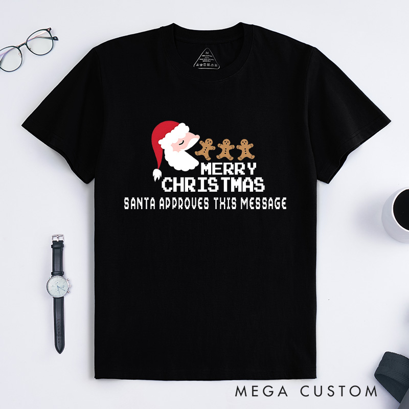 Personalized Merry Christmas with Gingerbread Cheer T-Shirt Christmas Gift for Geek Nerd