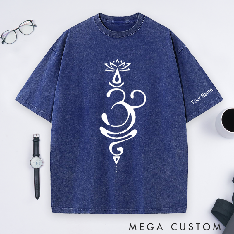 Personalized Yoga Teacher Washed T-Shirt with Elegant Line Art Design Perfect Gift for Yoga Lover and Daily Wear