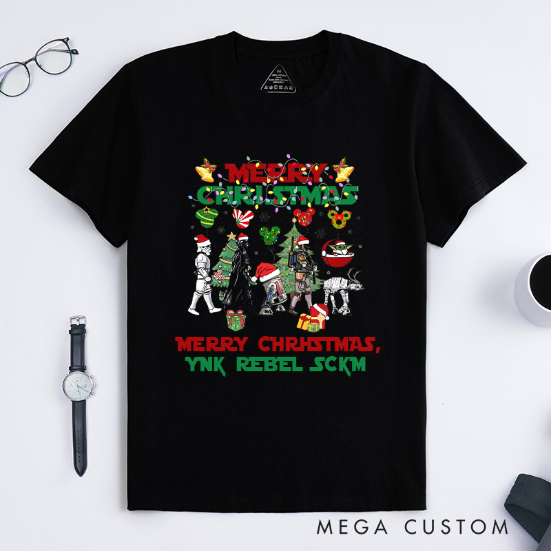 Personalized Galactic Christmas T-Shirt Science Fiction Enthusiasts Christmas Gift for Geek Nerd