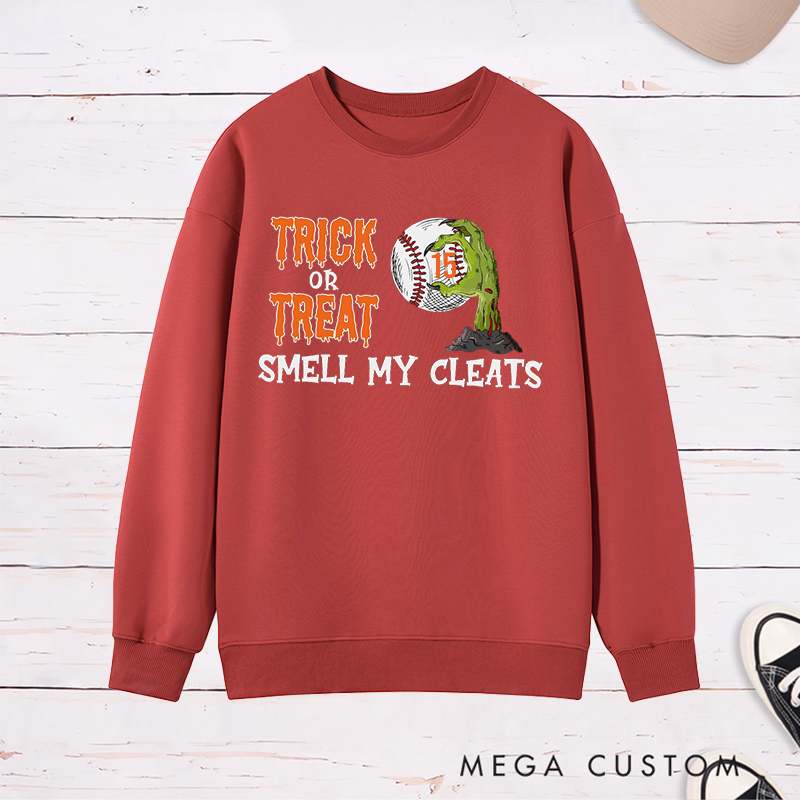 Personalized Trick or Treat Baseball Sweatshirt with Custom Text   