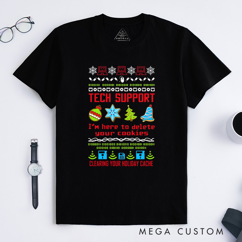 Personalized Tech Support Christmas T-Shirt Programmer Computer Technology Lovers Shirt Christmas Gift for Geek Nerd