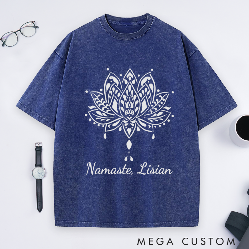 Personalized Namaste T-Shirt with Elegant Lotus Design Perfect Gift for Yoga Lover and Daily Wear