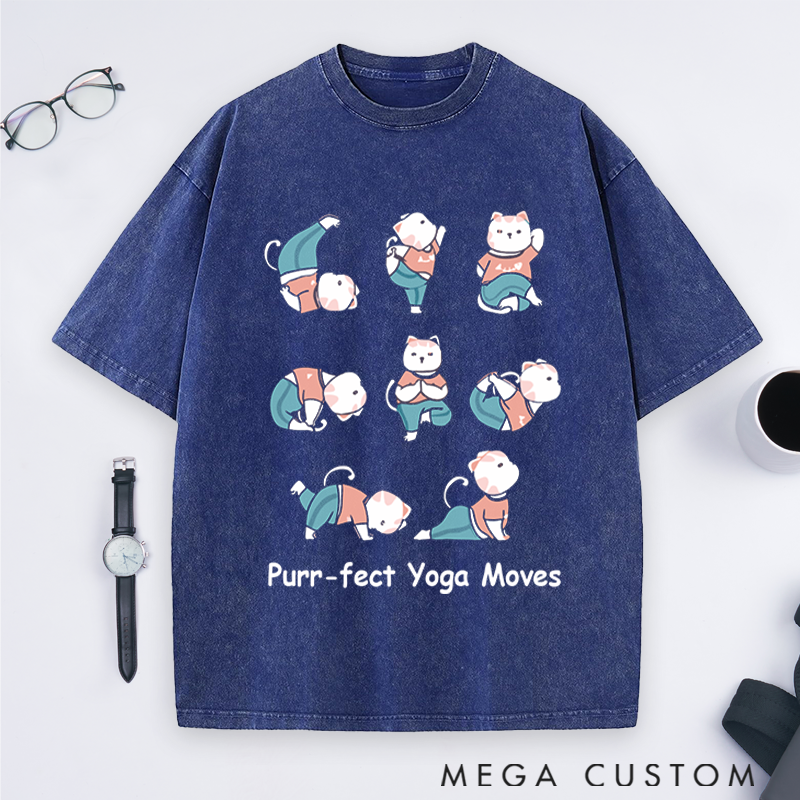 Personalized Yoga T-Shirt with Cute Cat Yoga Pose Design Perfect Gift for Yoga Lover and Cat Lover