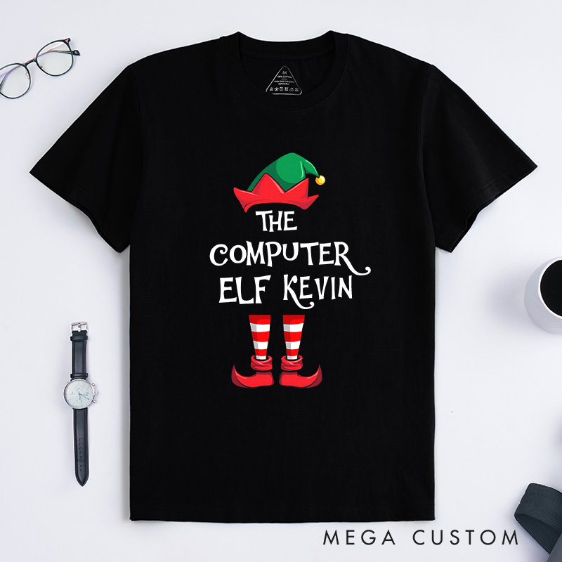 Personalized the Computer Elf Christmas T-Shirt Programmer Technology Lovers Shirt Christmas Gift for Geek