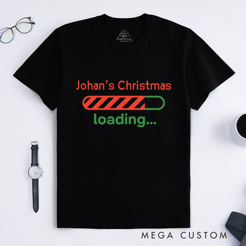 Personalized Funny Christmas Loading Bar T-Shirt Computer Technology Lovers Shirt Christmas Gift for Geek