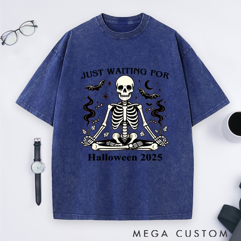 Personalized Funny Halloween Yoga T-Shirt with Skeleton Meditation Design Perfect Gift for Yoga Lover and Halloween