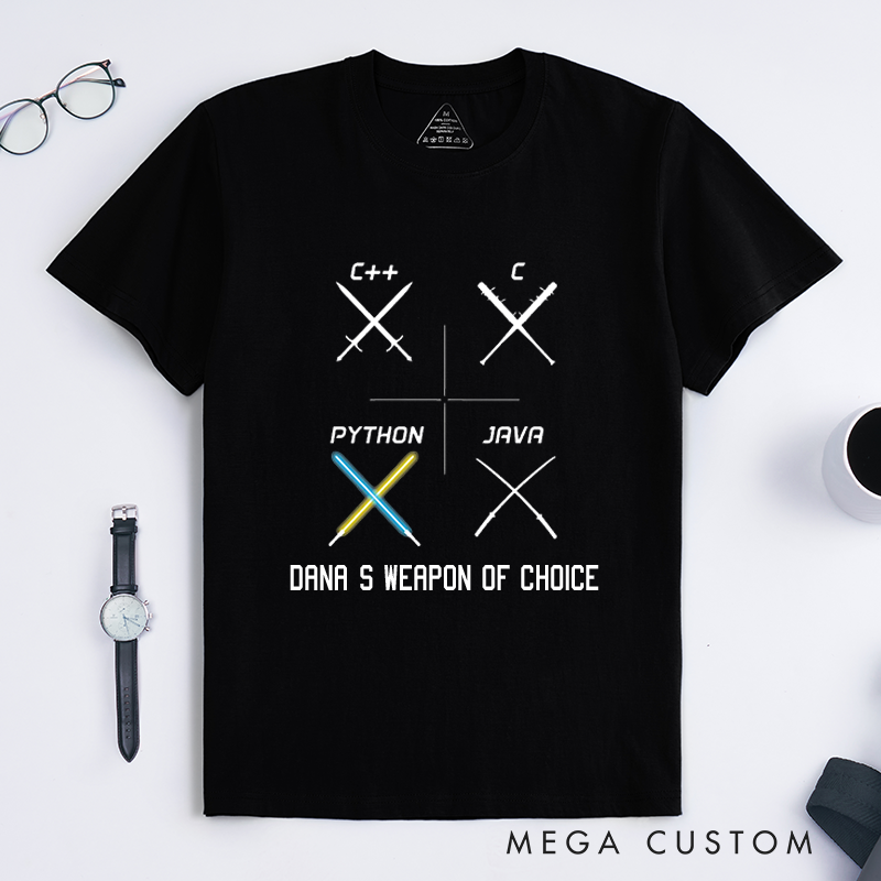Personalized Select Your Weapon T-Shirt Developers and Technology Enthusiasts Shirt Gift Geek Nerd Programmer