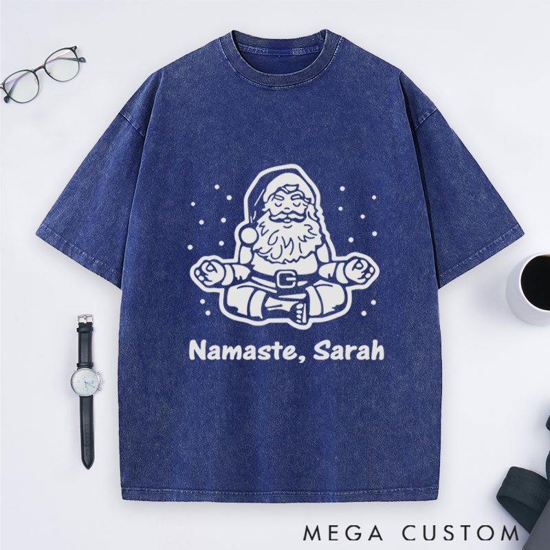 Personalized Santa Yoga T-Shirt with Namaste Design Perfect Gift for Yoga Lover and Christmas