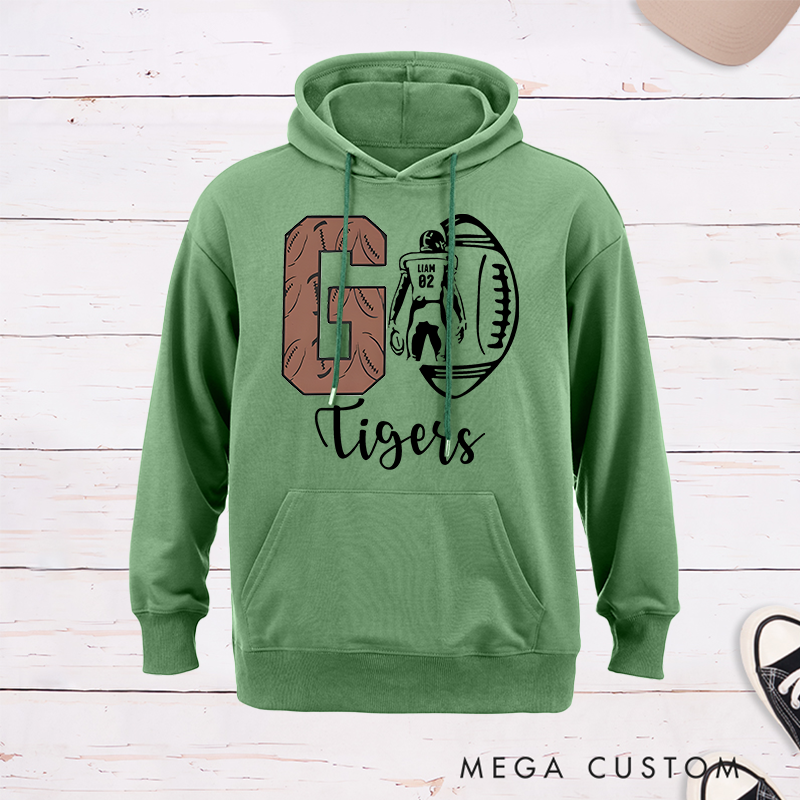 Personalized American Football Element Go Hoodie with Custom Name and Number