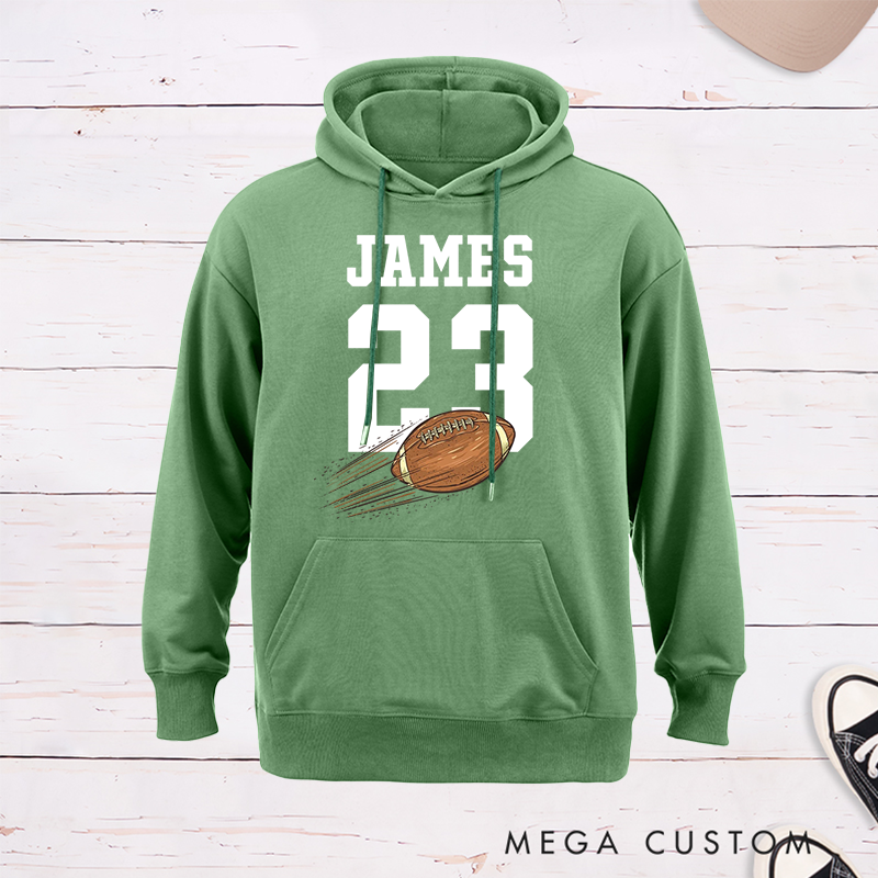 Personalized American Football and Rugby 3D Design Hoodie with Custom Multicolor Name and Number