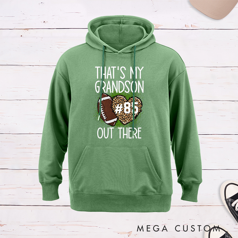 Personalized Leopard Print American Football for Grandma Hoodie with Custom Number