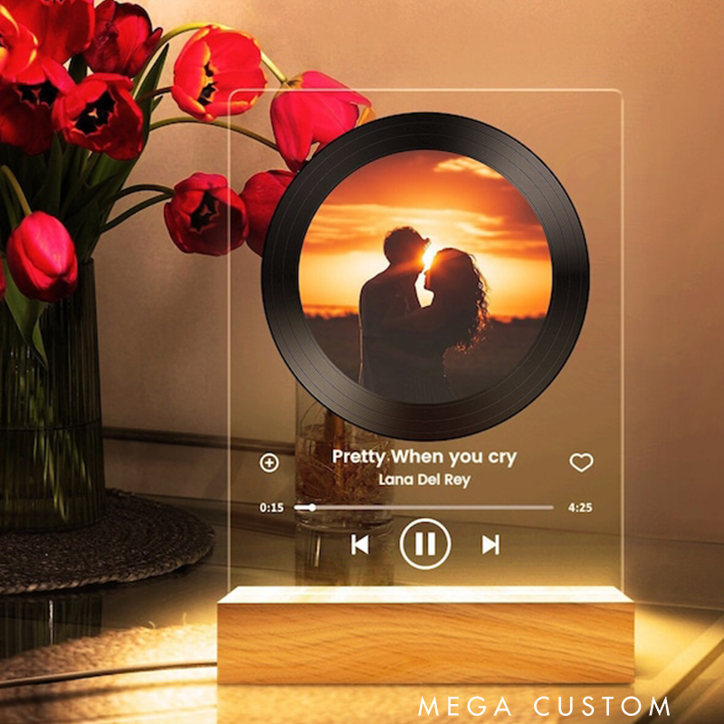Personalized Music Photo Name Night Light Custom Photo Music Plaque Personalized Song Acrylic Plaque Bedroom Decor