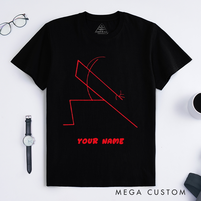 Personalized Abstract Geometric Figure Dance Unisex T-Shirts Custom Name Minimalist Red Line Art Unique Gift for Friends Family Casual Wear