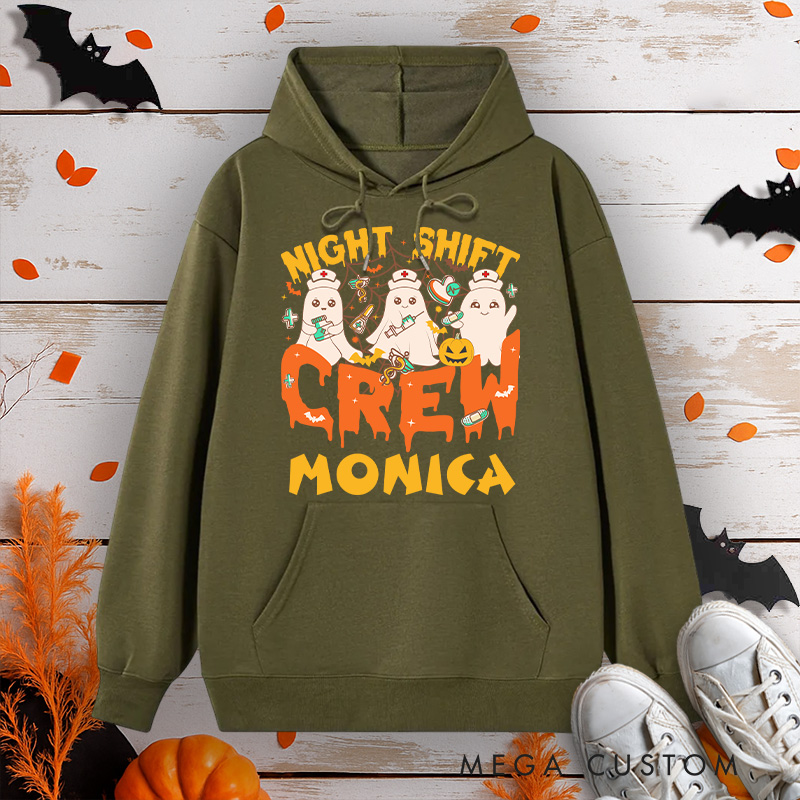 Personalized Hoodies for Nurse Customized Night Shift Crew Design Hoodies Halloween Nurse Hoodie