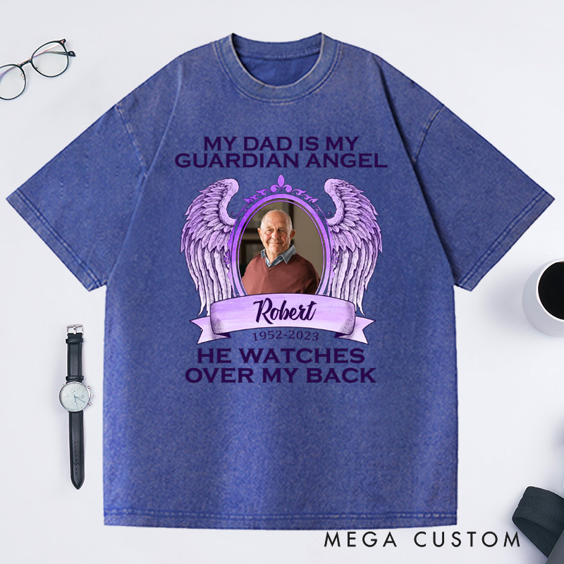 Personalized in loving Memory Washed T-Shirt Rest in Peace Shirt  Heaven Shirt Custom Photo Shirt My XX Is My Guardian Angel Shirt